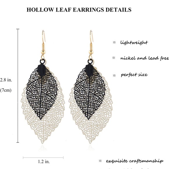 Leaf Earrings Bohemian,Pendant Drop Dangle Hook - Picture 2 of 2